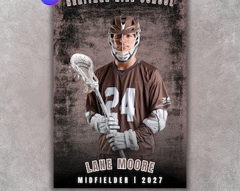 Lacrosse Poster Template, Editable in Canva, Senior Banner, Custom Banner, Player Card, Memory Mate, Digital Lacrosse Poster