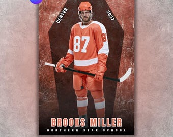Hockey Poster Template, Editable in Canva, Senior Night, Custom Sports Poster, Player Card, Memory Mate, Sports Team Backdrop