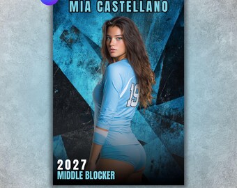 Volleyball Poster Template, Editable in Canva, Senior Banner, Volleyball Card, Memory Mate, Sports Photography Digital Background