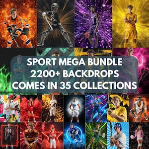 Ponad 2200 sportowych teł i nakładek Mega Bundle: nakładki i tła cyfrowe, do piłki nożnej, softballu, tenisa, koszykówki i hokeja