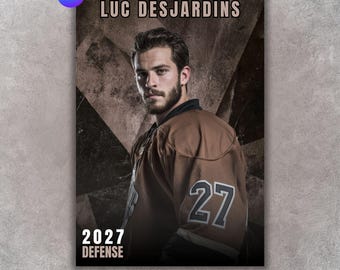Hockey Poster Template, Editable in Canva, Senior Banner, Hockey Card, Memory Mate, Sports Photography Digital Background