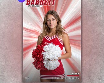 Cheer & Dance Poster Template, Editable in Canva, Senior Night, Custom Sports Poster, Player Card, Memory Mate, Sports Team Backdrop