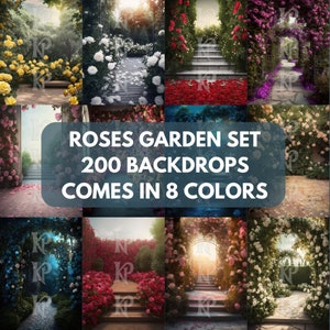 Floral Roses Garden Digital Backdrop, Maternity Digital Backdrop, Portrait Studio Photo, Fine Art Textures, Background Overlay Composite