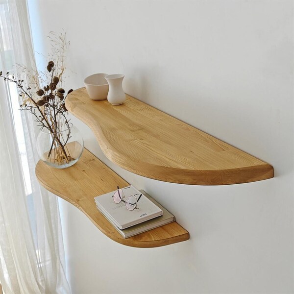 One Side Rounded Shelf Wood Floating Shelf Rounded - Etsy