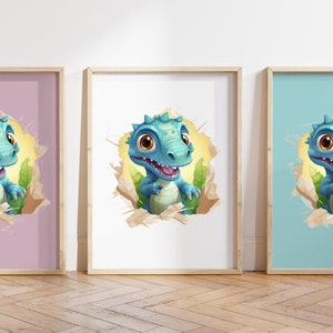 Cualquier color, Impresión de dinosaurio bebé, Póster de dinosaurio bebé, Impresión de animal bebé, Póster de animal bebé, Arte de guardería, Arte animal, Cualquier tamaño