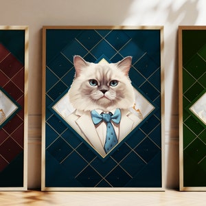 Any Colour - Ragdoll Cat in suit poster - Ragdoll Cat poster - Personalised print - Pet Art