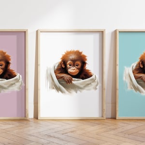 Jede Farbe - Baby Orangutang Print - Orangutang Poster - Baby Animal Print - Baby Tier Poster - Kinderzimmer Kunst - Tierkunst - Jede Größe