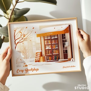 Personalised Text, book shop poster, book shop print, book shop poster, book shop illustration, book shop art, cute book shop, bookish gift