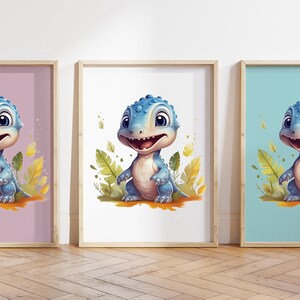 Qualsiasi colore, stampa con cucciolo di dinosauro, poster con cucciolo di dinosauro, stampa animalier, poster con cucciolo di animale, decorazione per nursery, decorazione con animali, qualsiasi dimensione