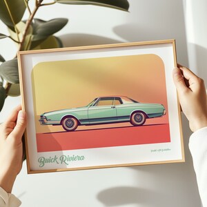Buick Riviera landscape print, Buick Riviera poster, Buick Riviera wall art, Buick painting, Buick print in multiple sizes, Gift