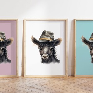 Qualsiasi colore, stampa puledro nero, poster puledro con cappello, stampa animalier, poster con animale, decorazione nursery, decorazione con animali, qualsiasi dimensione