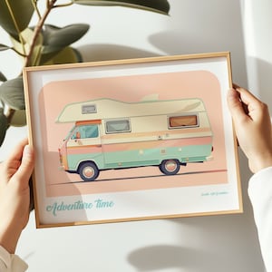 Motorhome landscape print, Motorhome poster, Motorhome wall art, Motorhome painting, Motorhome print in multiple sizes, Gift