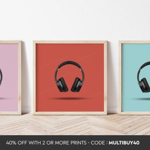 Any colour - Any Size - Headphones artwork - Headphones poster - Headphones print