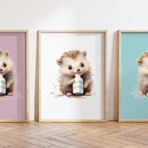Qualsiasi colore, stampa bambino riccio, poster bambino riccio, stampa animale bambino, poster animale bambino, arte nursery, arte con animali, qualsiasi dimensione