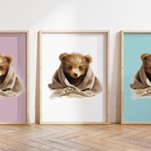 Cualquier color, Impresión de oso bebé, Póster de oso bebé, Impresión de animal bebé, Póster de animal bebé, Arte de guardería, Arte animal, Cualquier tamaño