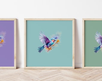 Lilac-breasted roller poster - Lilac-breasted roller print - Lilac-breasted roller art -Lilac-breasted roller illustration - Birds print