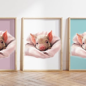 Cualquier color - Lechón en manta impresión - Cartel de lechón - Impresión de animales bebés - Cartel de animales bebés - Arte infantil - Arte animal - Cualquier tamaño