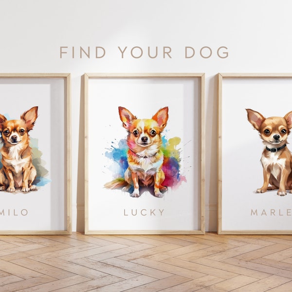 N'importe quelle couleur - chien chihuahua - affiche chihuahua - impression de texte personnalisée - impression personnalisée - art animalier - art aquarelle