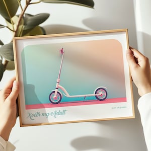 Xootr Mg Kick Scooter landscape print, Scooter poster, Scooter wall art, Scooter painting, Scooter print in multiple sizes, Gift