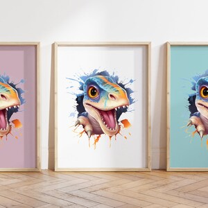 Qualsiasi colore, stampa con cucciolo di dinosauro, poster con cucciolo di dinosauro, stampa animalier, poster con cucciolo di animale, decorazione per nursery, decorazione con animali, qualsiasi dimensione