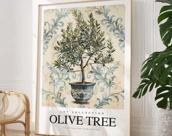 Any colour - Olive Tree In Pot print - Olive Tree poster - Olive Tree Art - Vintage print - Any Size