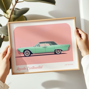 Lincoln Continental landscape print, Lincoln poster, Lincoln wall art, Lincoln painting, Lincoln print in multiple sizes, Gift