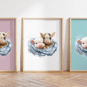 Cualquier color - Impresión de lechones - Cartel de lechones - Impresión de animales bebés - Póster de animales bebés - Arte infantil - Arte animal - Cualquier tamaño