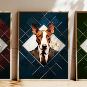 Any Colour - Bull Terrier in suit poster - Bull Terrier poster - Personalised print - Pet Art
