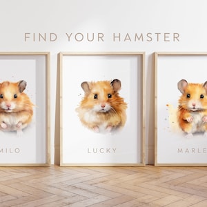 Jede Farbe - Goldener Hamster - Goldener Hamster Poster - Benutzerdefinierter Text Druck - Personalisierter Druck - Haustierkunst - Aquarell Kunst