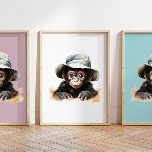 Cualquier color, Impresión de gorila bebé, Póster de gorila bebé, Impresión de animal bebé, Póster de animal bebé, Arte de guardería, Arte animal, Cualquier tamaño