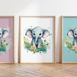 Cualquier color - Impresión de elefante bebé - Cartel de elefante bebé - Impresión de animales bebé - Cartel de animales bebé - Arte infantil - Arte animal - Cualquier tamaño