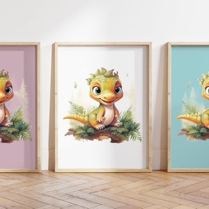 Cualquier color - Impresión de dinosaurio bebé - Cartel de dinosaurio bebé - Impresión de animales bebé - Cartel de animales bebé - Arte infantil - Arte animal - Cualquier tamaño