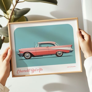 Chevrolet Bel Air landscape print, Chevrolet poster, Chevrolet wall art, Chevrolet painting, Chevrolet print in multiple sizes, Gift