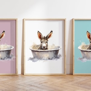 Cualquier color - Impresión de burro bebé - Cartel de baño de burro bebé - Impresión de animales bebé - Cartel de animales bebé - Arte infantil - Arte animal - Cualquier tamaño