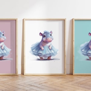 Cualquier color - Impresión de hipopótamo bebé - Cartel de hipopótamo bebé - Impresión de animales bebé - Cartel de animales bebé - Arte infantil - Arte animal - Cualquier tamaño