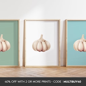 Any colour  - Garlic print - Garlic poster - Garlic Art - Cooking print - Kitchen art - Any Size