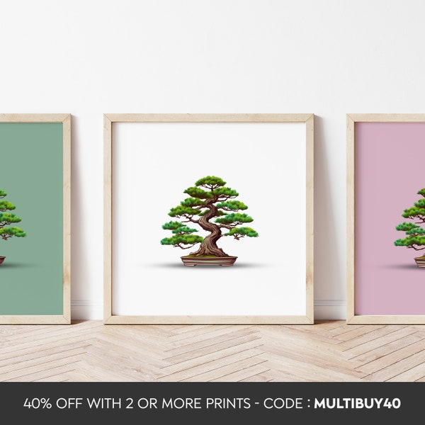 Any colour - Bonsai tree - Pinus Thunbergii - Japanese Black Pine - Bonsai poster - Any Size - Plant posters