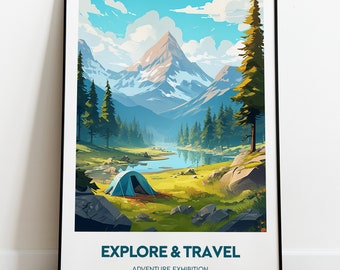 Any colour - Adventure Print - Camping Adventure poster - Camping Print - Travel Poster - Personalisation - Adventure Gallery Art - Any Size