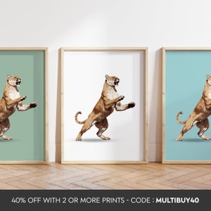 Dowolny kolor - Nadruk Puma - Plakat Puma - Sztuka Puma - Nadruk z dużym kotem - Dowolny rozmiar