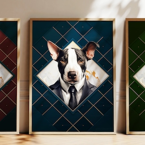 Any Colour - Bull Terrier in suit poster - Bull Terrier poster - Personalised print - Pet Art