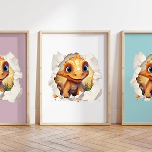 Cualquier color, Impresión de dinosaurio bebé, Póster de dinosaurio bebé, Impresión de animal bebé, Póster de animal bebé, Arte de guardería, Arte animal, Cualquier tamaño