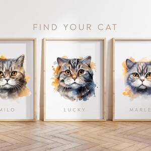 カスタム猫ポスター - スコティッシュフォールド猫ポスター - スコティッシュフォールド猫プリント - 猫の名前をカスタマイズ - 猫ギフト