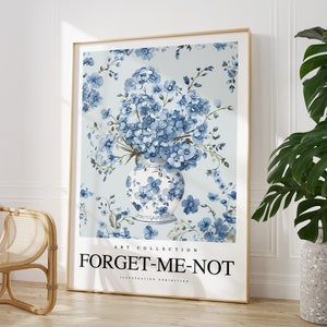 Cualquier color - Forget-Me-Not Flowers In Vase print - Forget-Me-Not poster - Forget-Me-Not Art - Impresión vintage - Cualquier tamaño