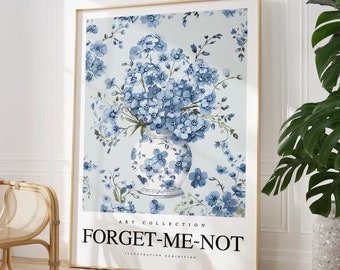 Any colour - Forget-Me-Not Flowers In Vase print - Forget-Me-Not poster - Forget-Me-Not Art - Vintage print - Any Size