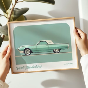Ford Thunderbird Landschaftsdruck, Ford Poster, Ford Wandkunst, Ford Gemälde, Ford Druck in mehreren Größen, Geschenk