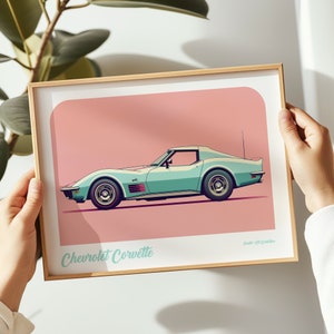 Chevrolet Corvette landscape print, Chevrolet poster, Chevrolet wall art, Chevrolet painting,Chevrolet print in multiple sizes, Gift