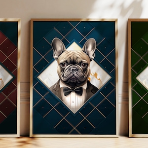 Any Colour - French Bulldog in suit poster - French Bulldog poster - Personalised print - Pet Art