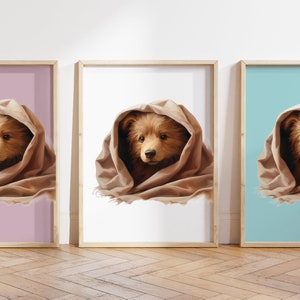 Cualquier color, Impresión de oso bebé, Póster de oso bebé, Impresión de animal bebé, Póster de animal bebé, Arte de guardería, Arte animal, Cualquier tamaño
