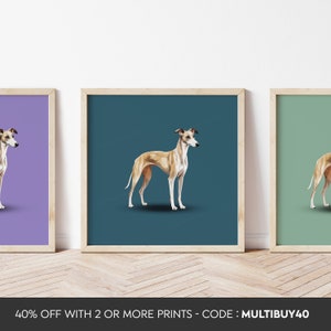 Any colour - Whippet poster - Whippet dog print - Whippet print - Dog Art - Any Size