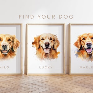 Custom dog poster - Golden Retriever poster - Golden Retriever dog print - Golden Retriever puppy watercolour - Personalise